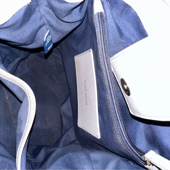 Cole Haan Gray Leather Drawstring Backpack - Picture 9 of 9